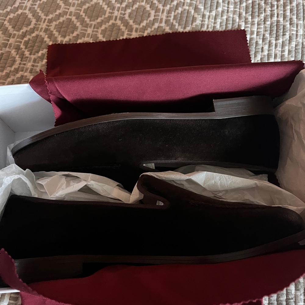 Stubbs & Wootton Men’s  Dark Brown Loafers with brown embroidery size 11 - Picture 5 of 9